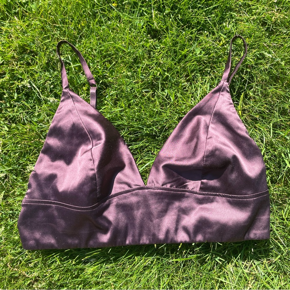 NWOT Brown Satin Bralette/Cropped Tank
